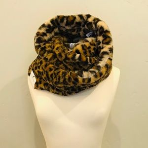 CALVIN KLEIN Leopard Faux Fur Infinity Scarf